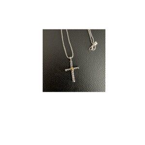Sterling Silver & 18K Yellow Gold David Yurman Cable Cross Necklace